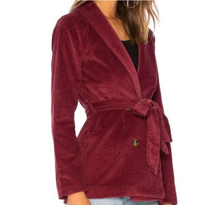 HOUSE OF HARLOW House 1960 x REVOLVE Burgundy Corduroy Lykke Blazer Belted Small